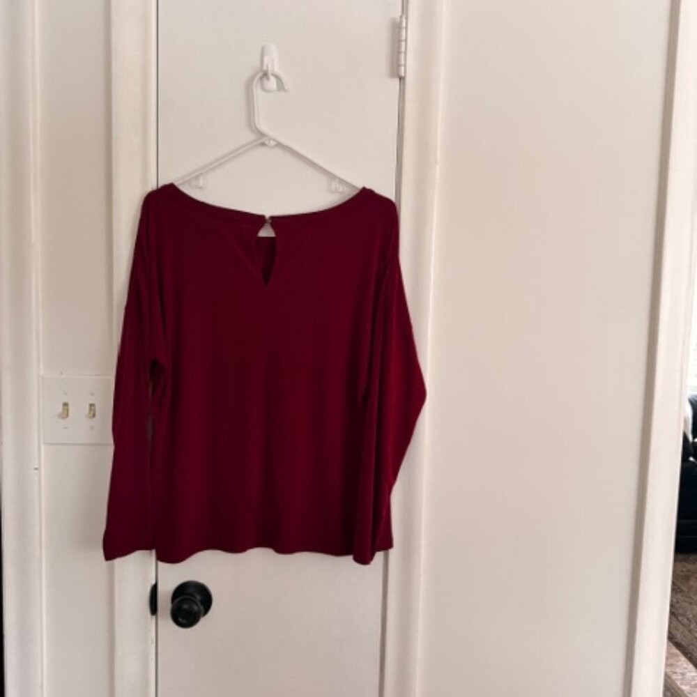 Banana Republic Long Sleeve Top Maroon Workwear Size Large - Picture 5 of 6